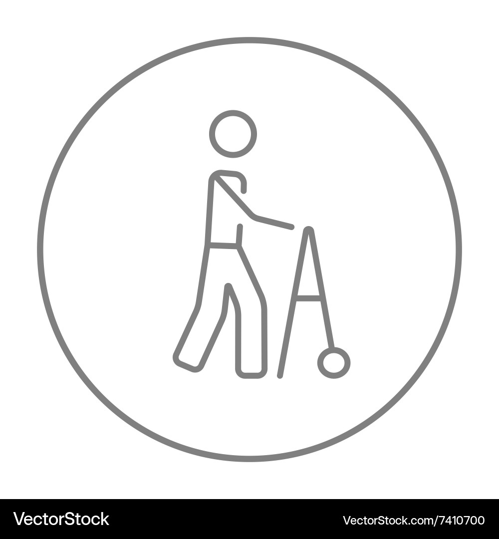 Man with walker line icon Vector Image