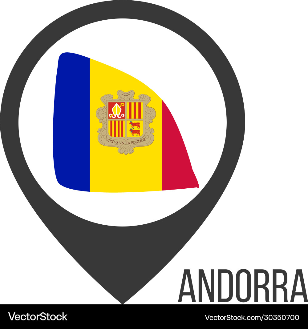 Map pointers with contry andorra flag Map pointers with contry andorra flag Vector Image