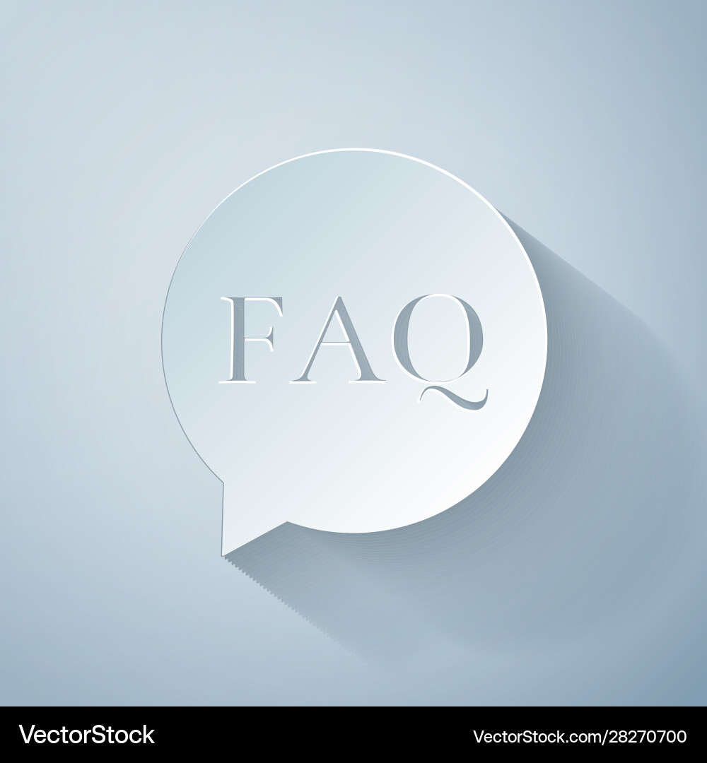 Paper cut speech bubble with text faq information Vector Image