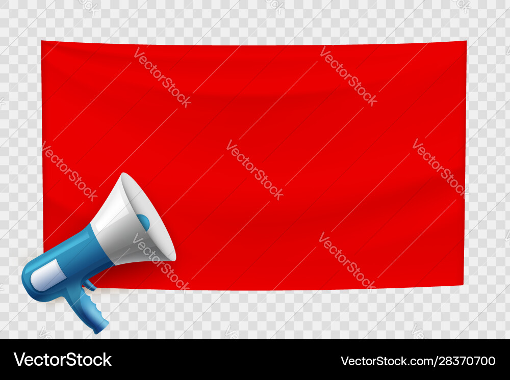 Red blank banner with loudspeaker empty template Red blank banner with loudspeaker empty template vector image