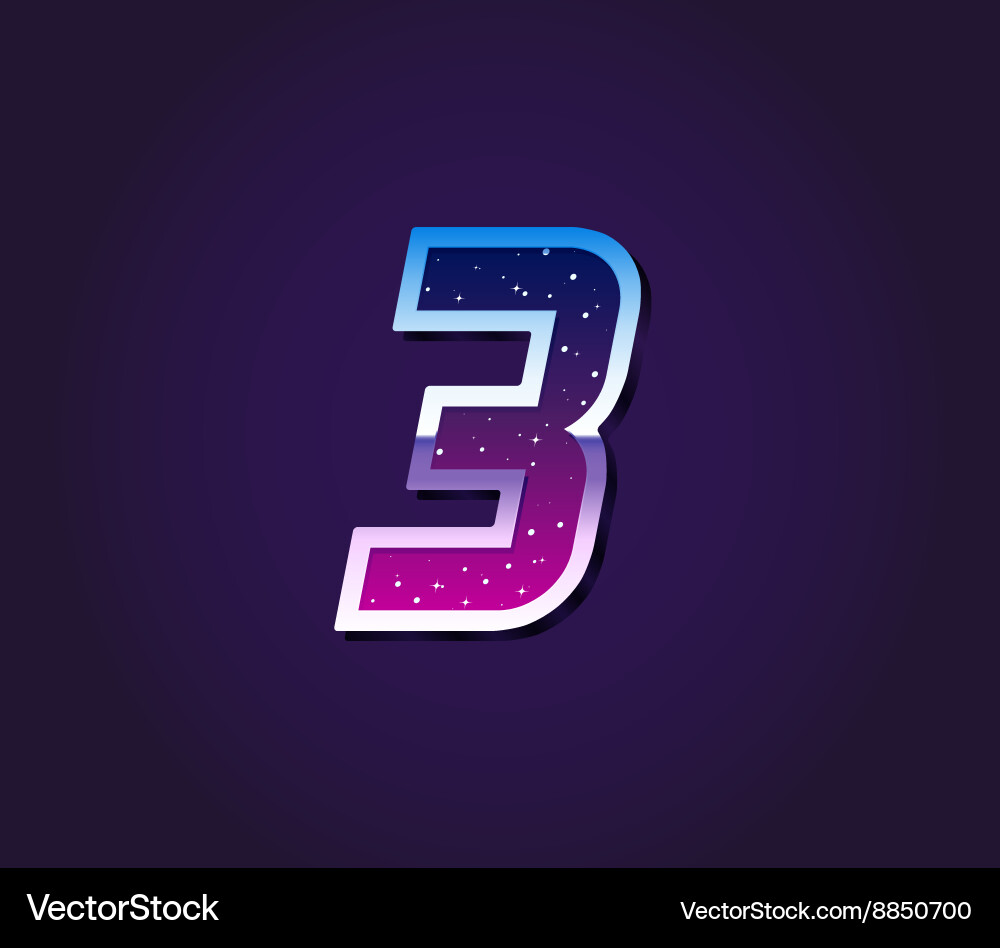 Retro Sci-Fi Digit - 80s Style Vector Image