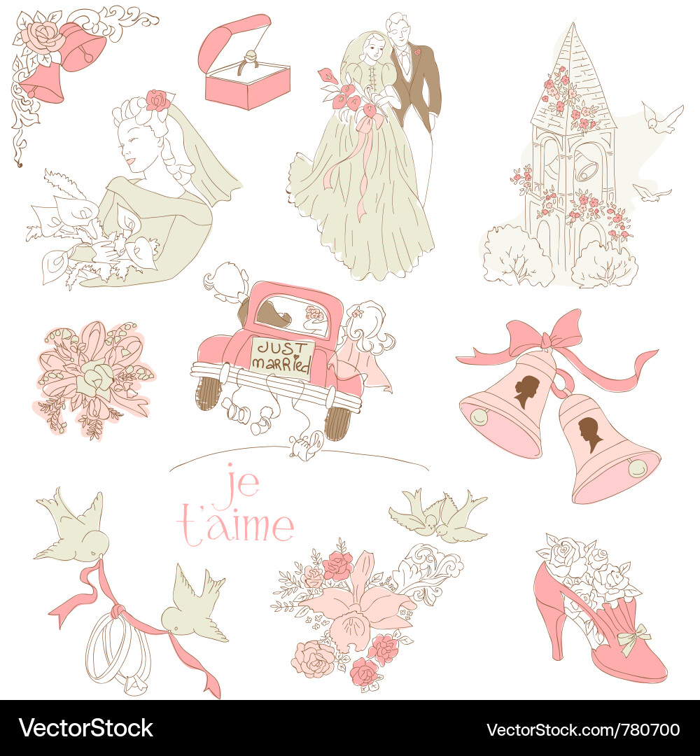 Romantic Wedding Collection vector image