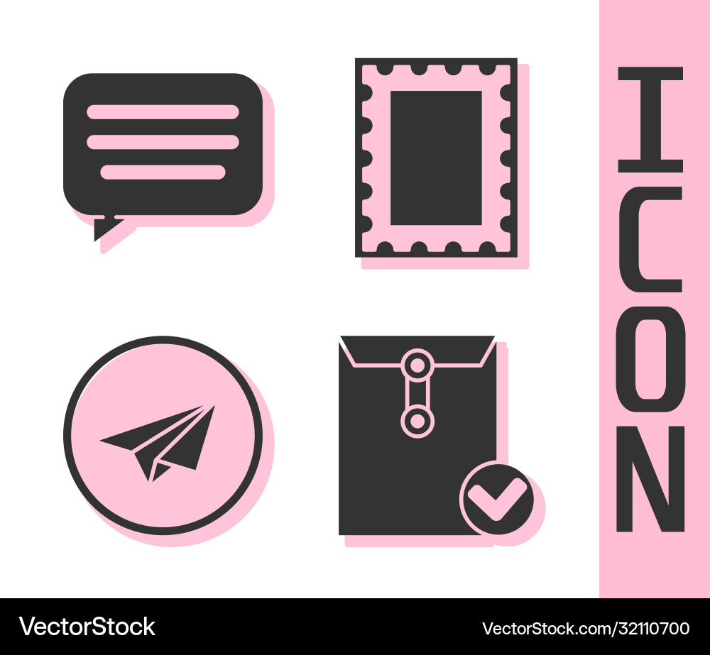 Set envelope and check mark speech bubble chat Set envelope and check mark speech bubble chat vector image