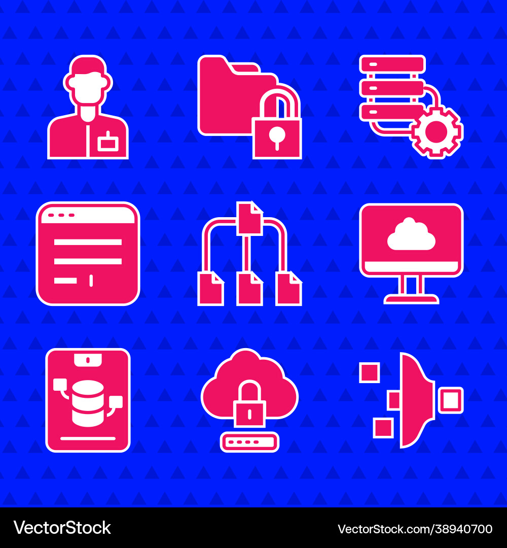 Set folder tree cloud computing lock filter Set folder tree cloud computing lock filter vector image