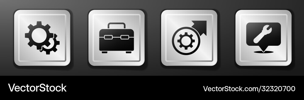 Set gear toolbox and arrows as workflow Set gear toolbox and arrows as workflow vector image