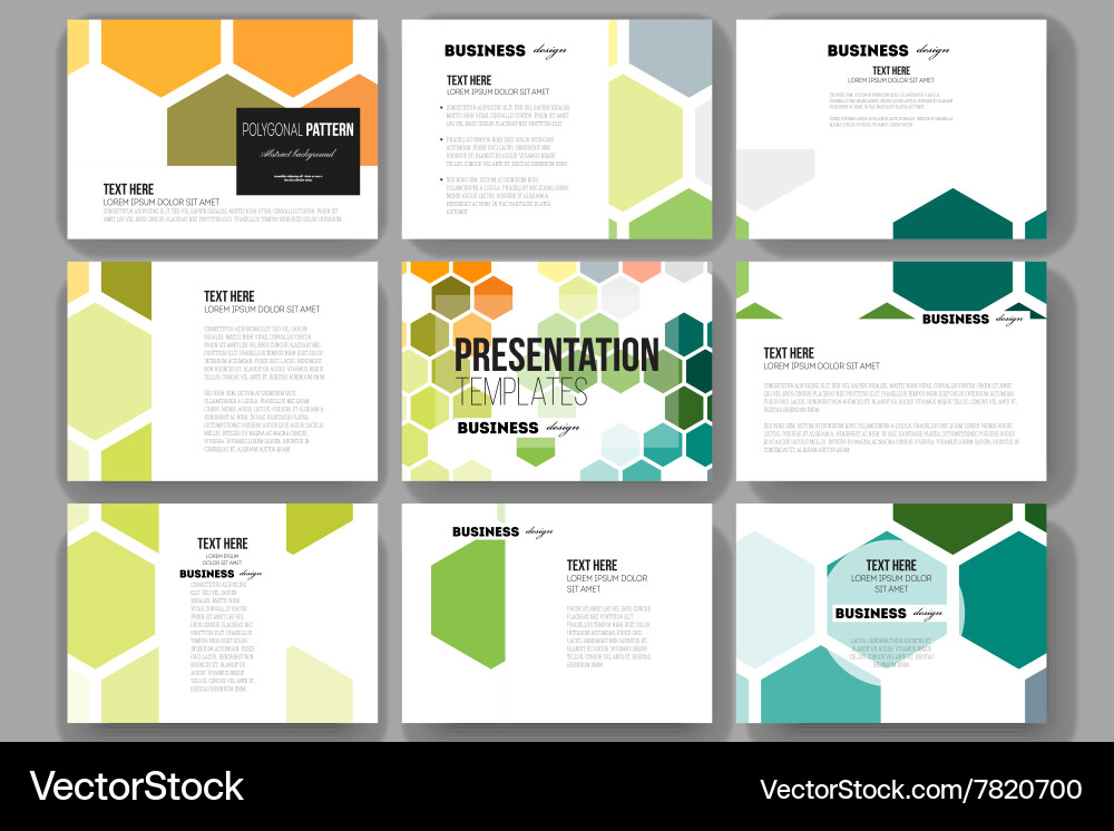 Set of 9 templates for presentation slides vector image