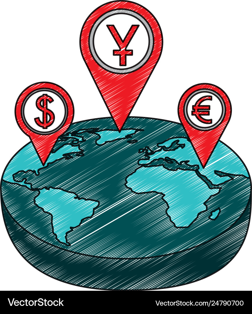 Set pin pointer location with symbol crypto money Set pin pointer location with symbol crypto money vector image