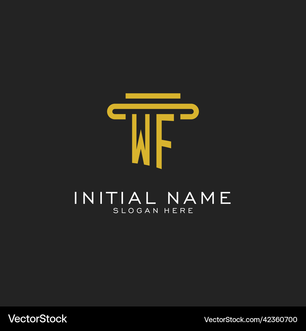 Wf initial logo with simple pillar style design Wf initial logo with simple pillar style design Vector Image