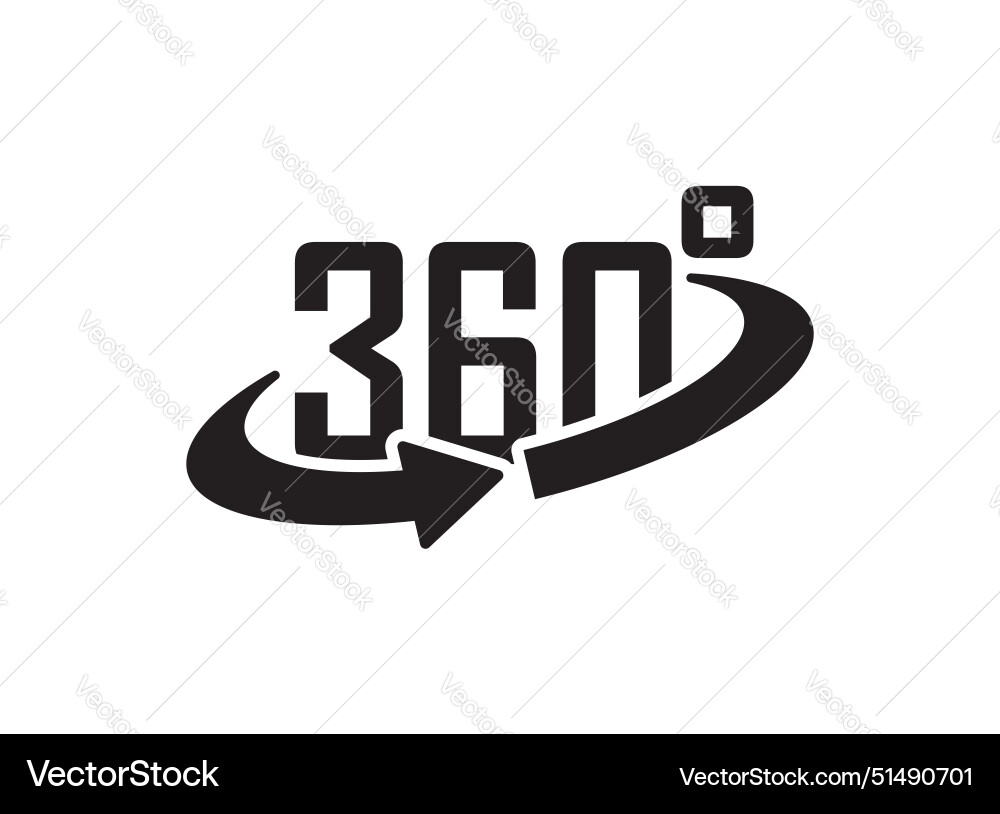 360 degrees icon in flat style rotate symbol 360 degrees icon in flat style rotate symbol Vector Image