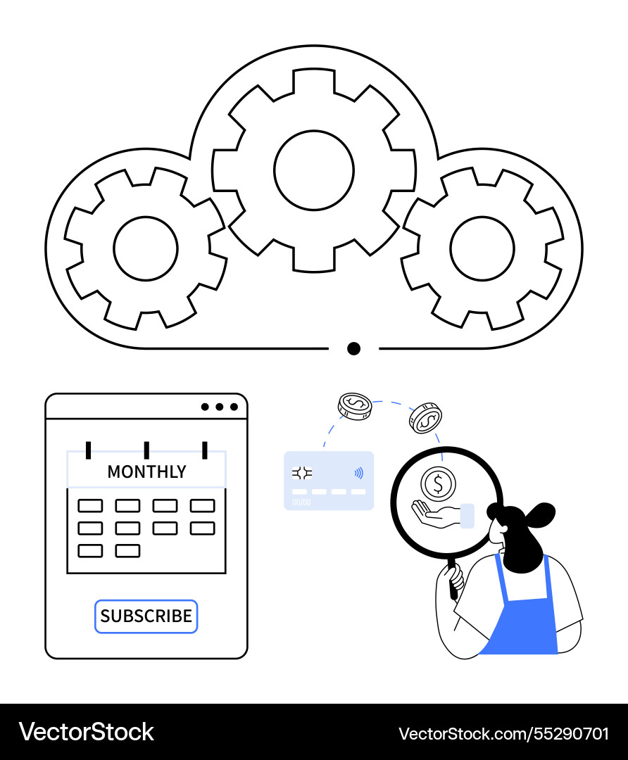 Cloud computing subscription model with monthly Cloud computing subscription model with monthly vector image