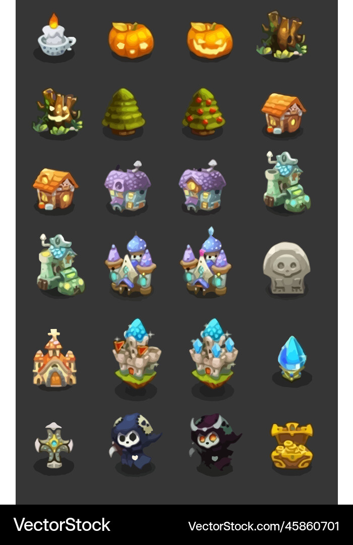 Complete set of level button game ui pop-up icon Vector Image
