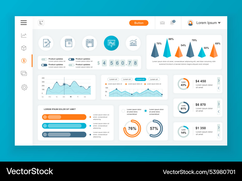 Dashboard admin panel design template Vector Image