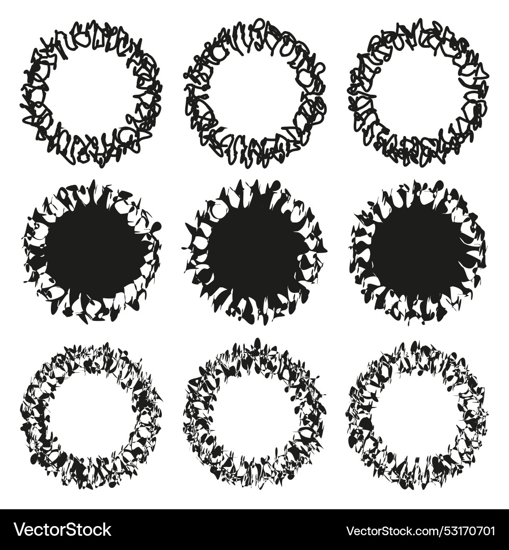 Decorative circle frames abstract leaf patterns vector image