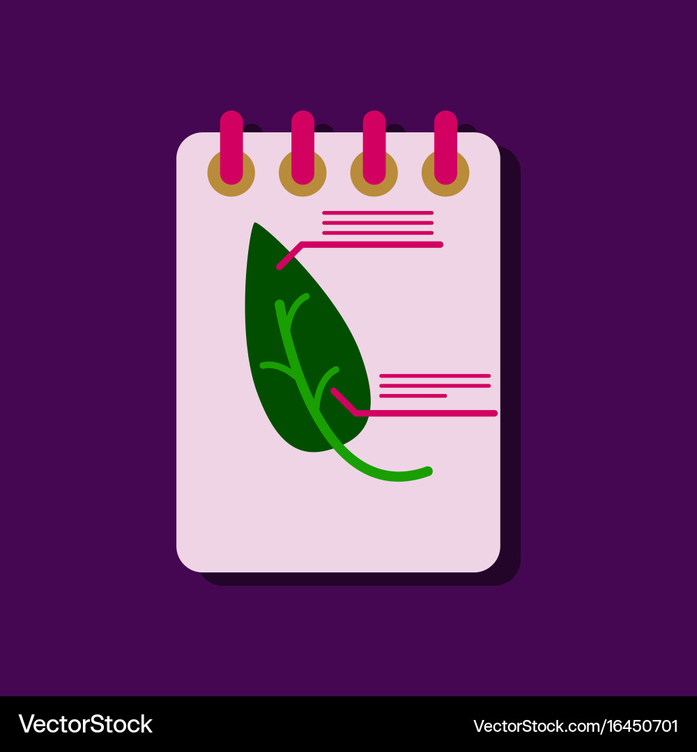 Flat icon design collection notebook and leaf Vector Image