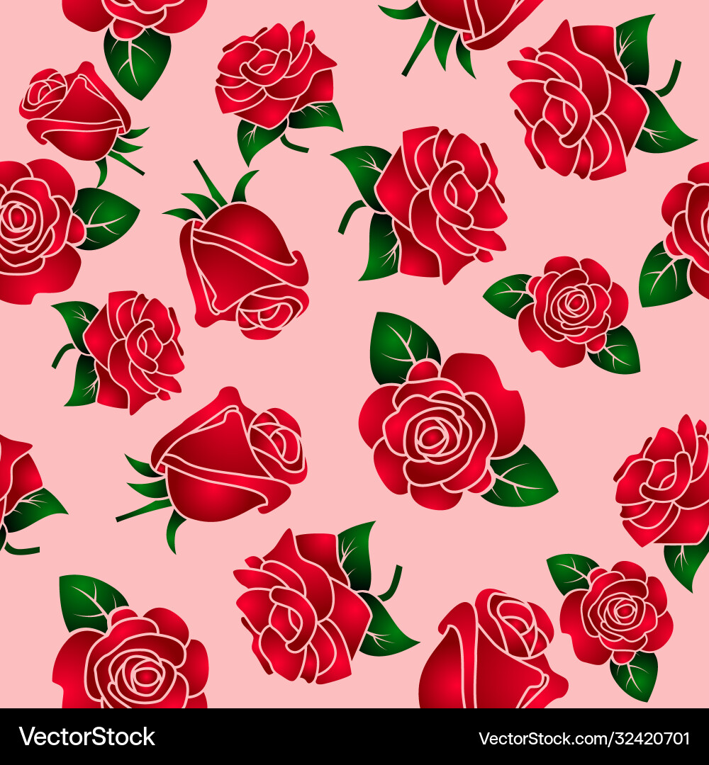 Gradient red rose pattern Gradient red rose pattern vector image