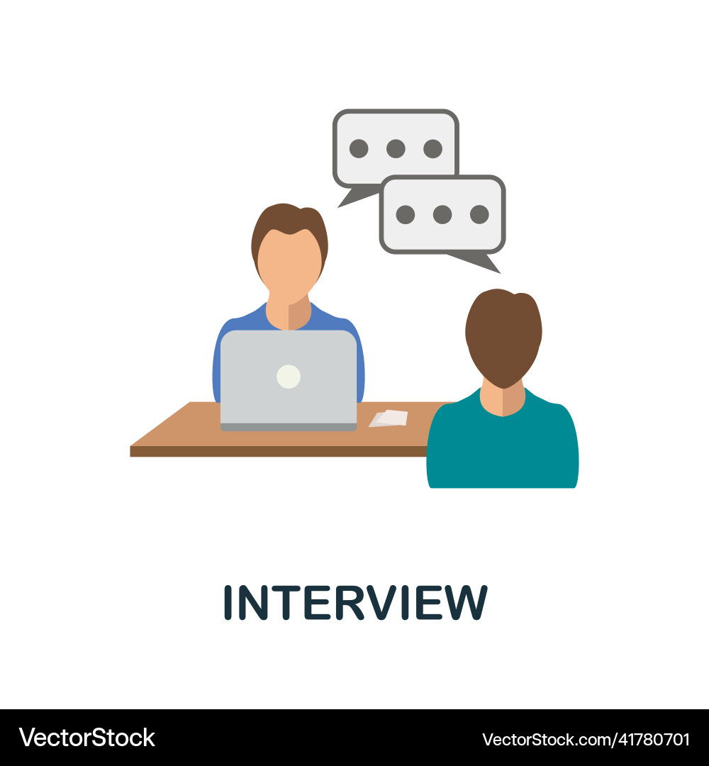 Interview flat icon colored element sign from Interview flat icon colored element sign from Vector Image