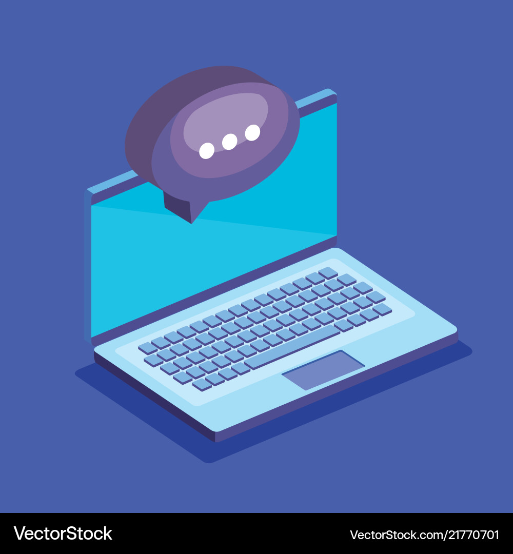 Laptop computer with speech bubble Laptop computer with speech bubble vector image