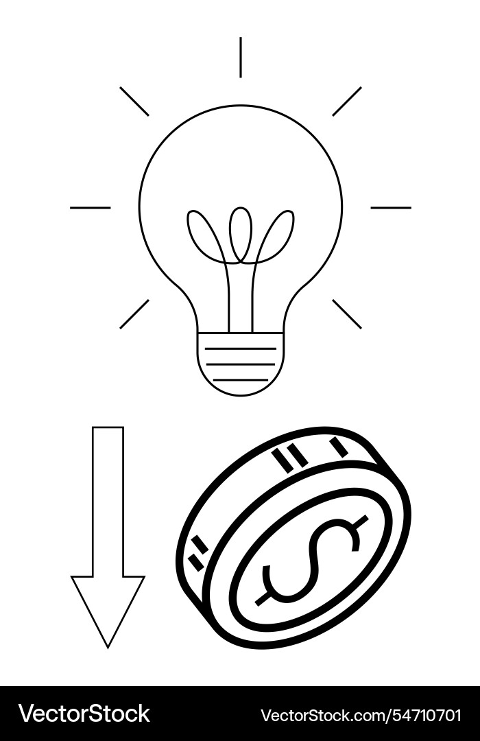 Light bulb and coin representing idea Light bulb and coin representing idea vector image