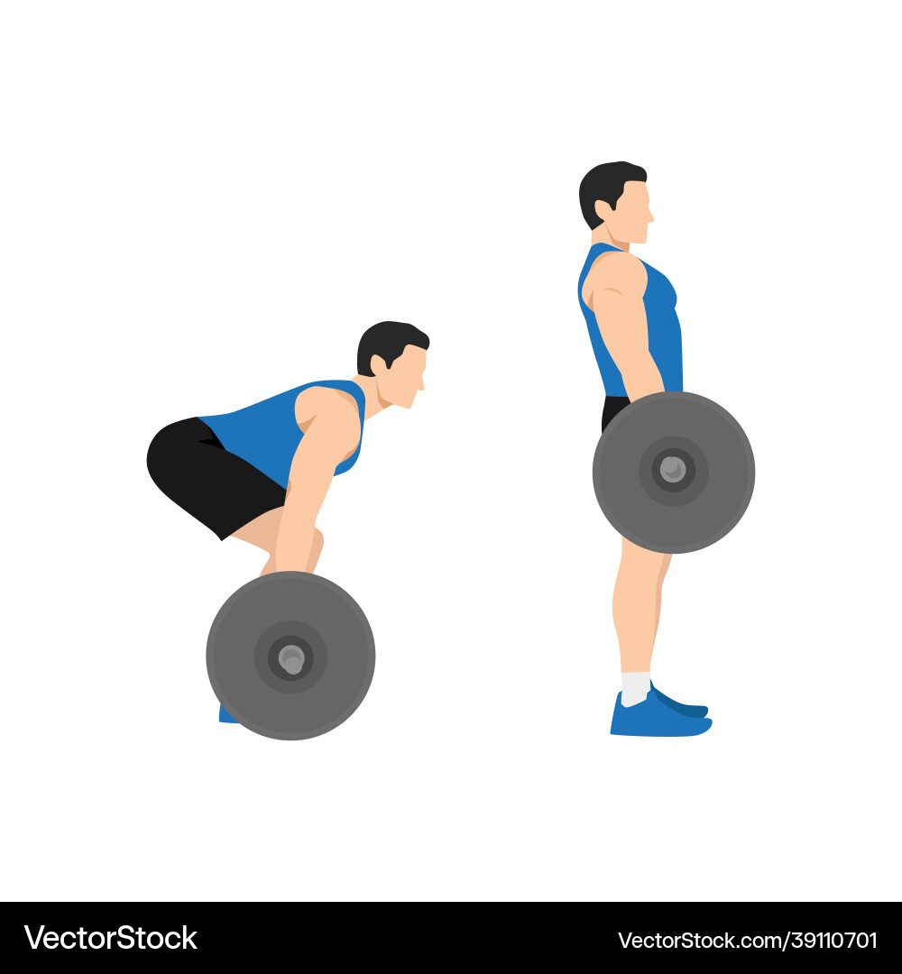 Man doing barbell deadlifts exercise flat Vector Image