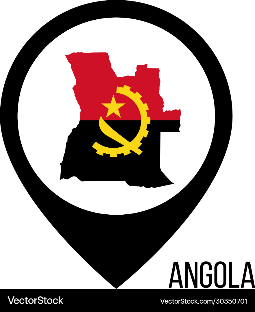 Map pointers with contry angola flag stock Map pointers with contry angola flag stock vector image