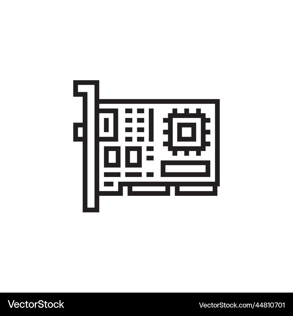 Network card icon computer component outline Network card icon computer component outline vector image