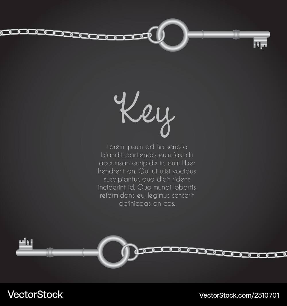 Old keys with link chain black background tex vector image