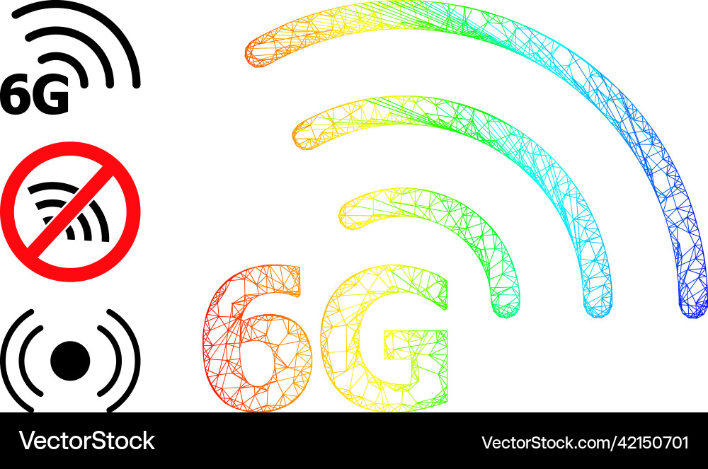Rainbow gradient net mesh 6g internet icon Rainbow gradient net mesh 6g internet icon Vector Image