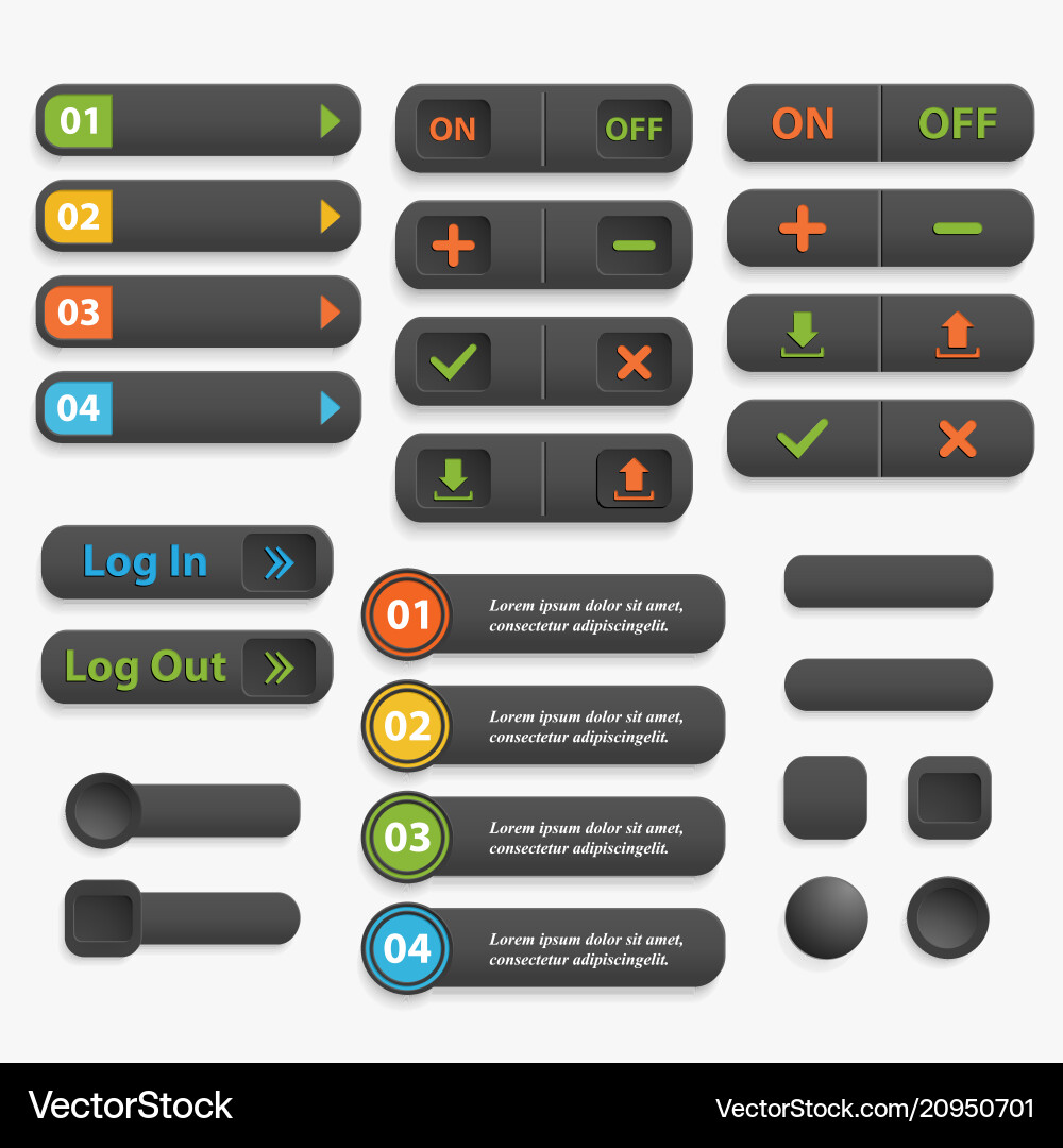 Realistic Web Buttons Collection vector image