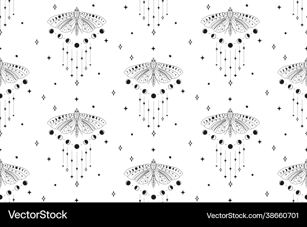 Seamless background and pattern with moths Seamless background and pattern with moths vector image