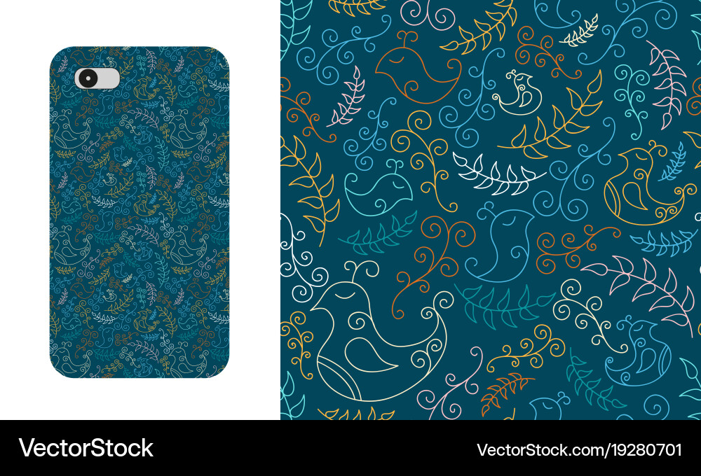 Seamless pattern with spring birds and branches Vector Image