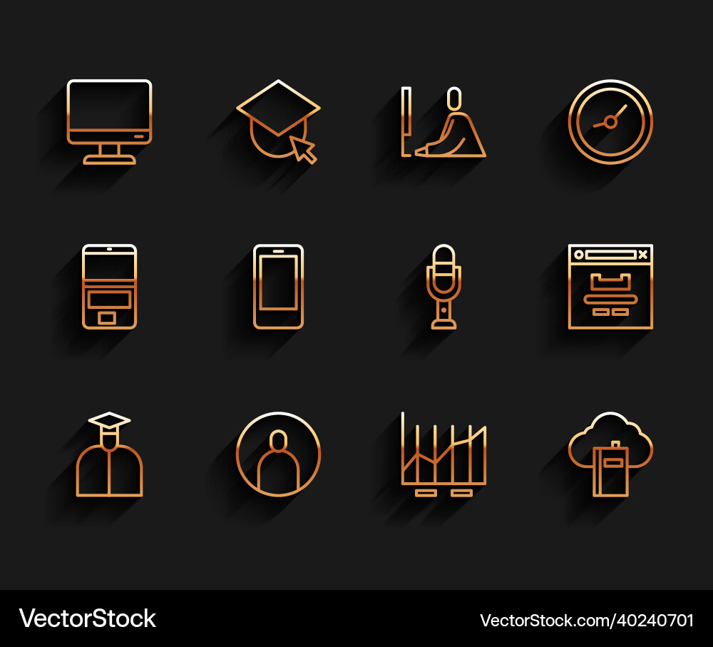 Set line student create account screen computer Set line student create account screen computer vector image