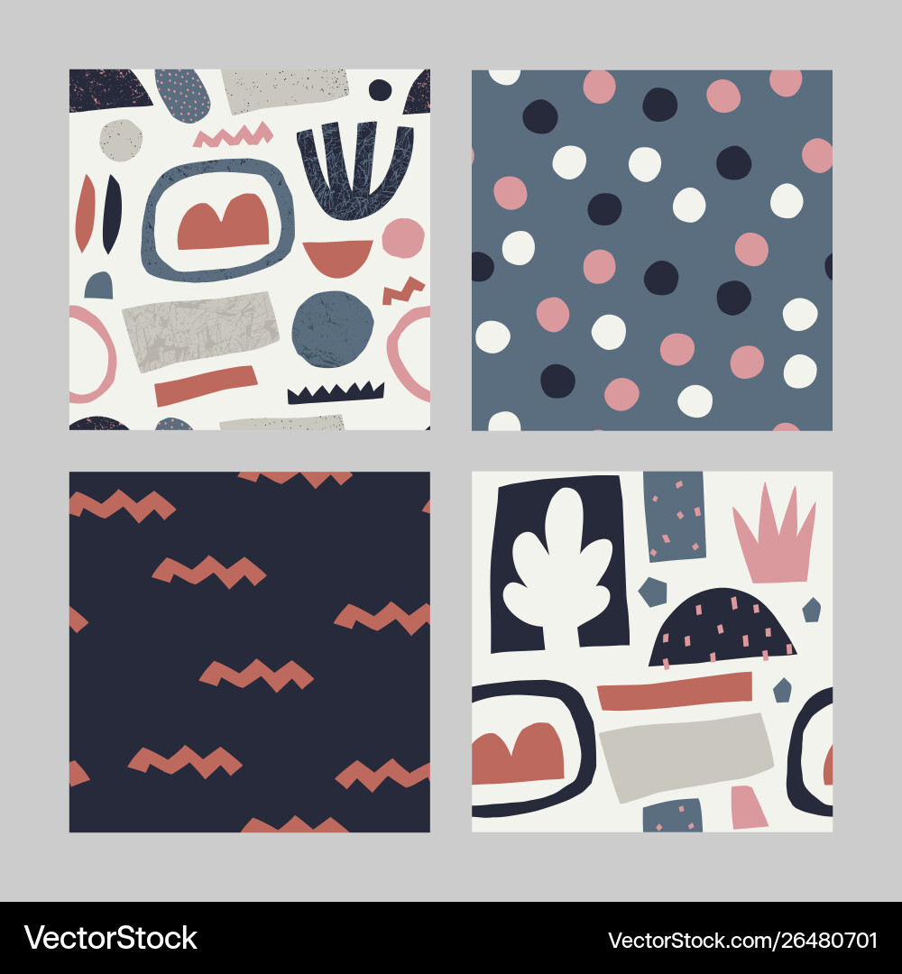 Set with abstract seamless pattern Vector Image