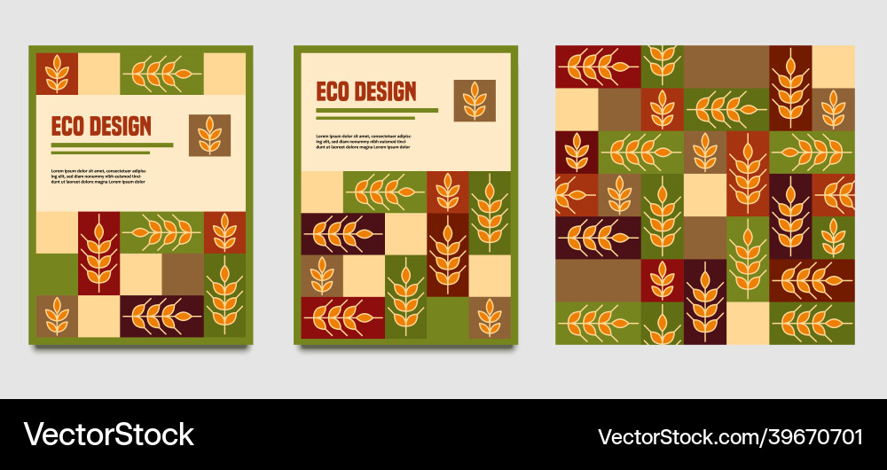 Set with pattern templates ears of rye vector image