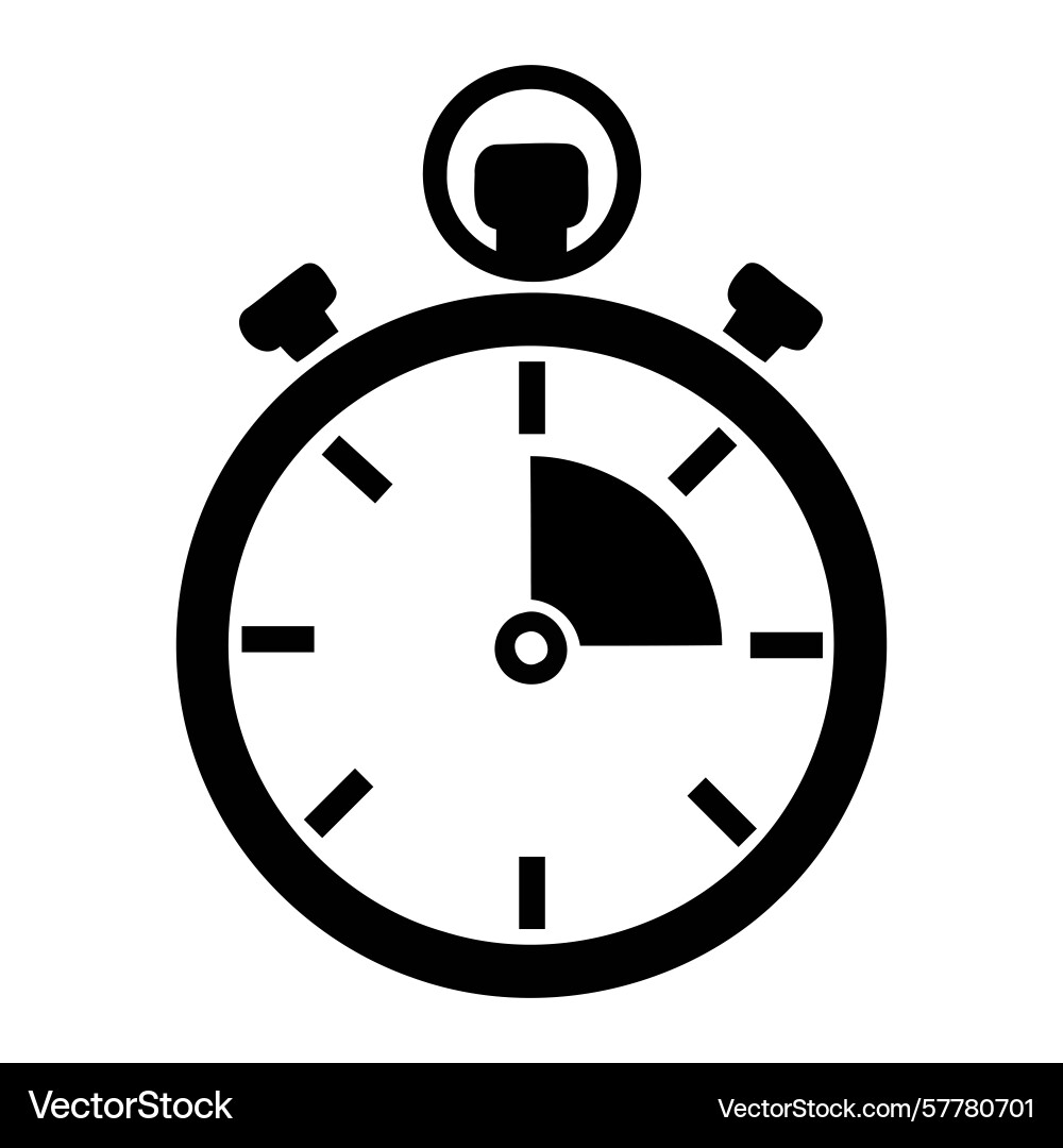 Simple black stopwatch icon with a segmented dial Vector Image
