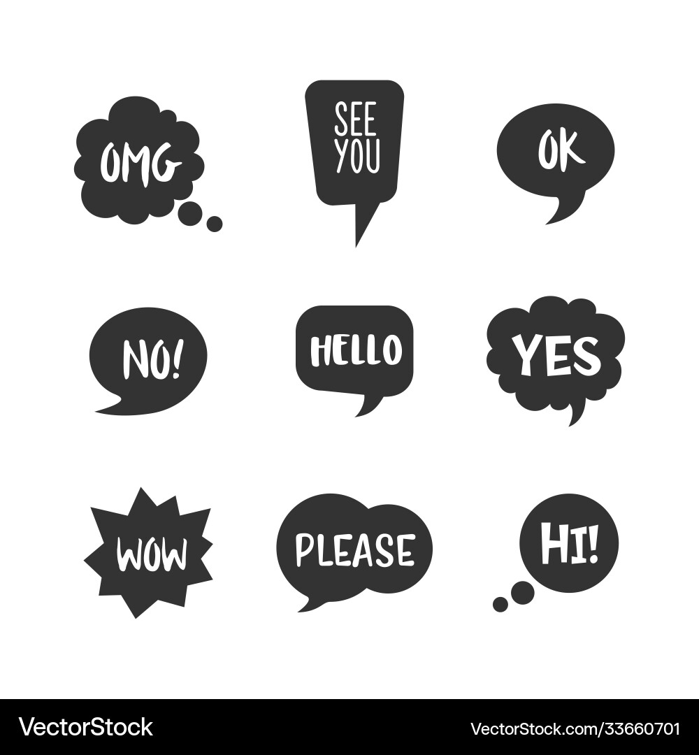 Speech Bubbles Icon Set - Message & Chat vector image