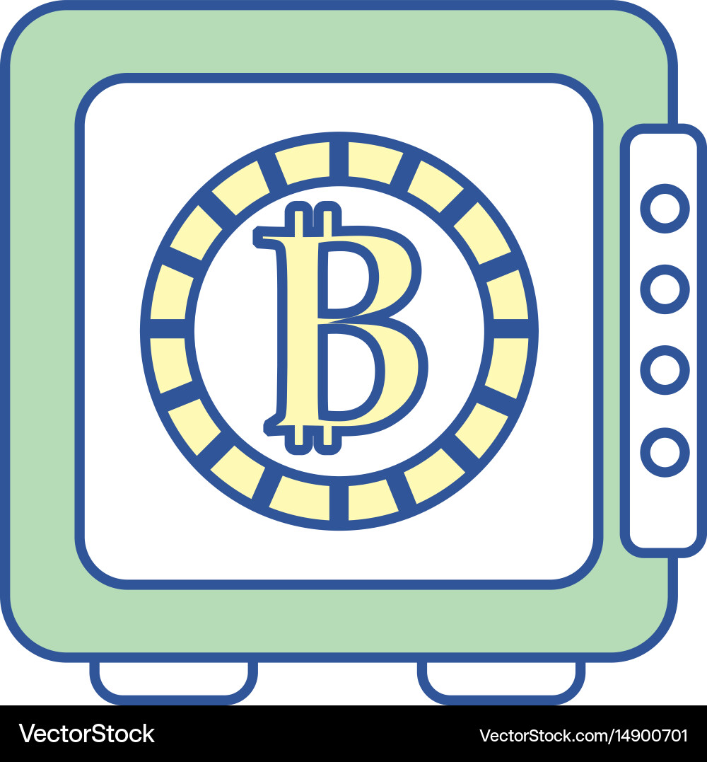 Strongbox open with bitcoin currency inside vector image