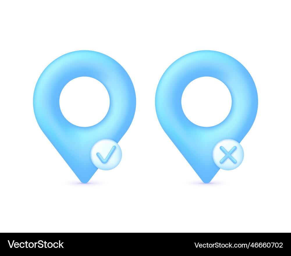 3D Location Pins with Checkmarks Vector Image