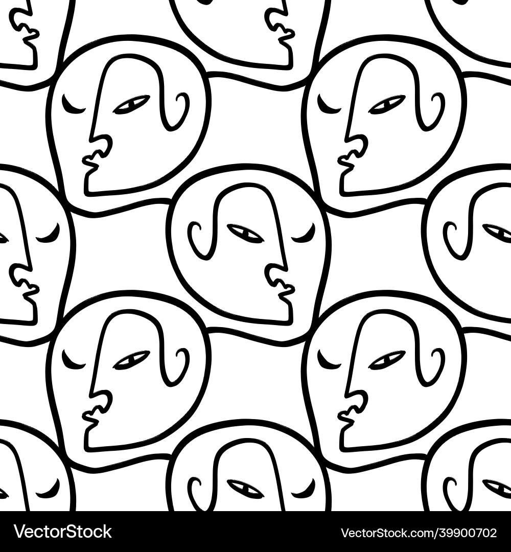 Abstract faces seamless pattern modern minimal Abstract faces seamless pattern modern minimal vector image