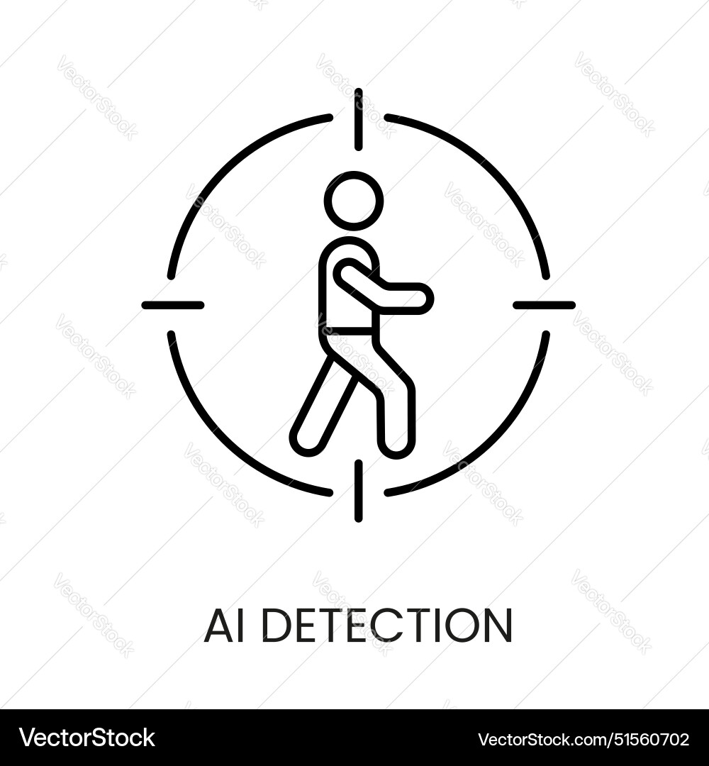 Ai detection line icon with editable stroke vector image