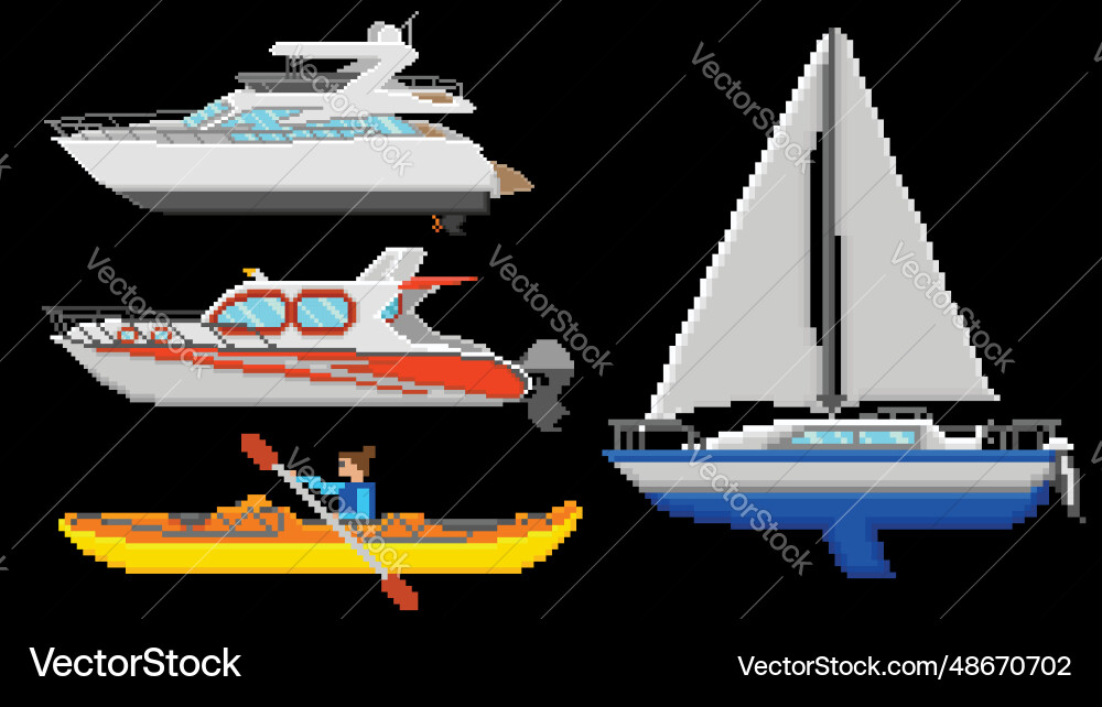 Boat designed based on 8 bit size vector image