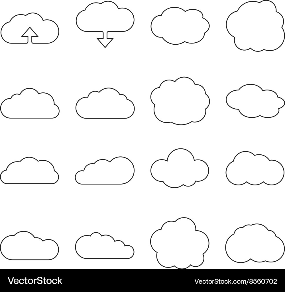 Cloud Line Icons - Web & Computing vector image