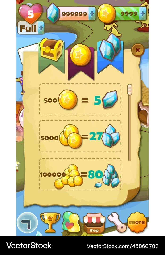 Complete set of level button game ui pop-up icon Vector Image