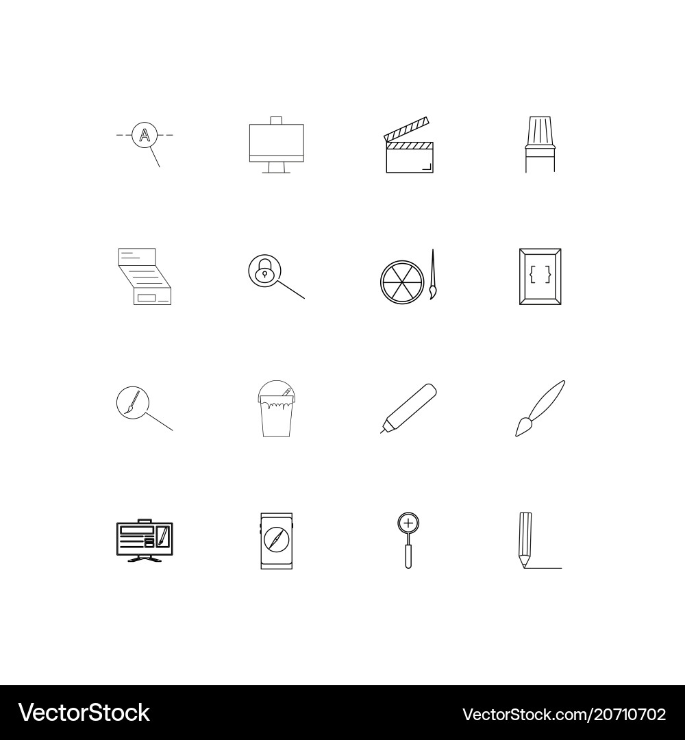 Creative process and design simple linear icons Vector Image