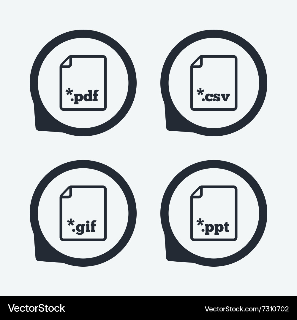 Document signs file extensions symbols vector image