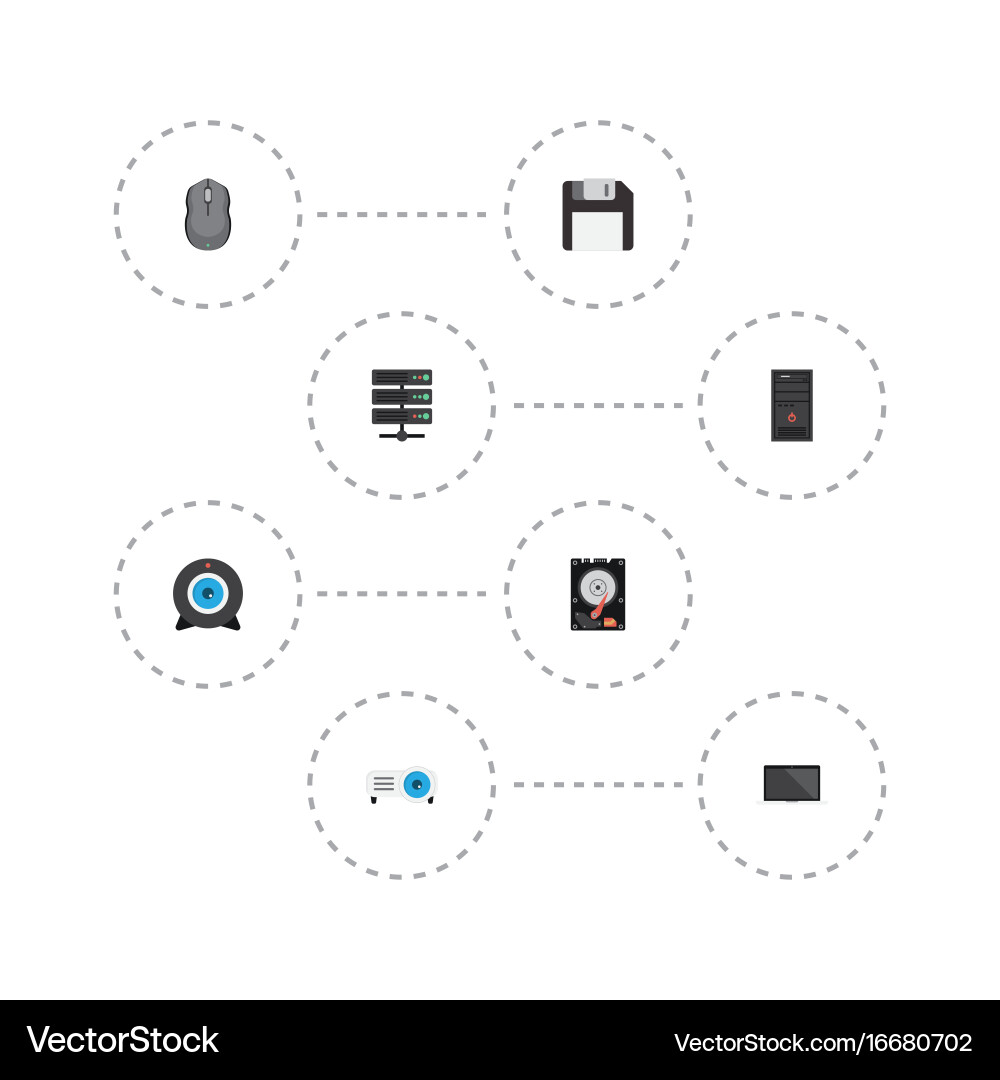 Flache Icons Systemeinheit Diskette Computer Maus Vektorbild