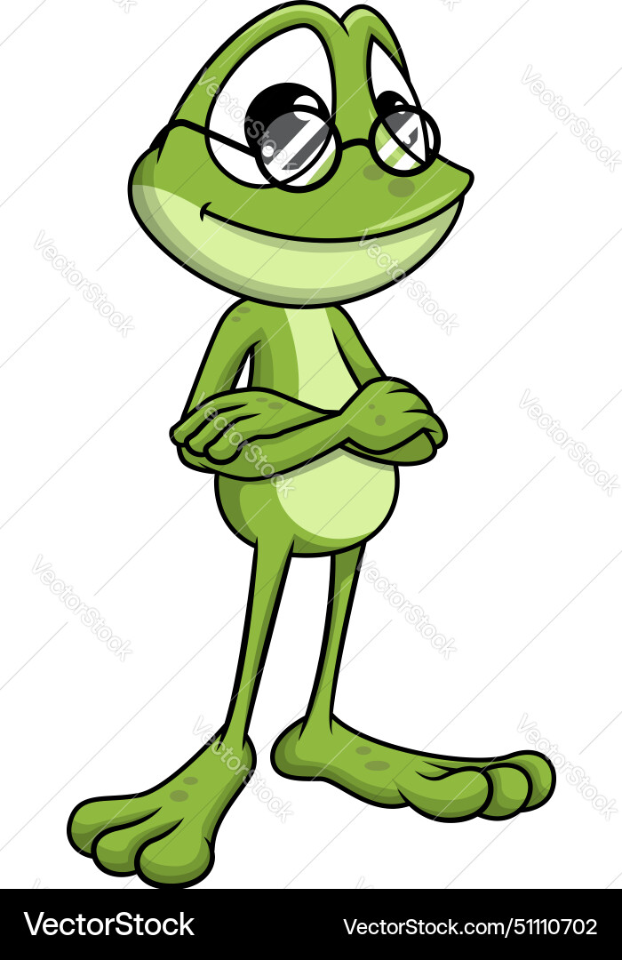 Frog mascot with glasses cartoon clip art Vector Image