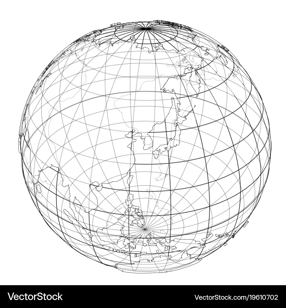 Globe contour rendering of 3d vector image