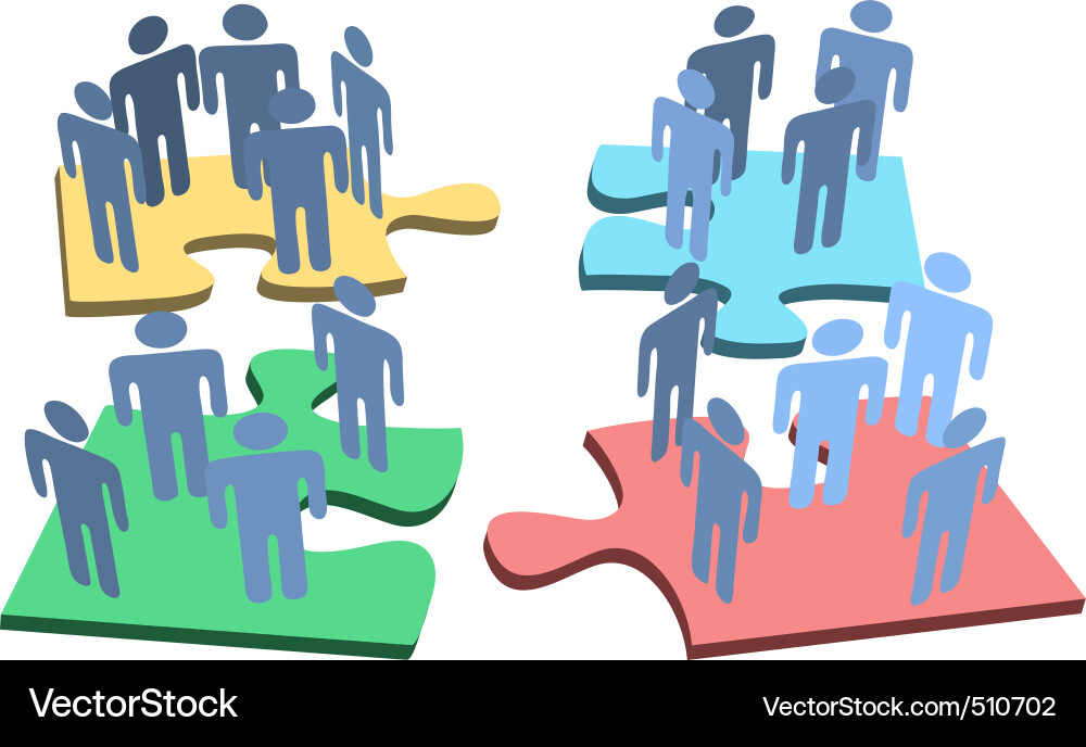 Human group people organization puzzle pieces solu vector image