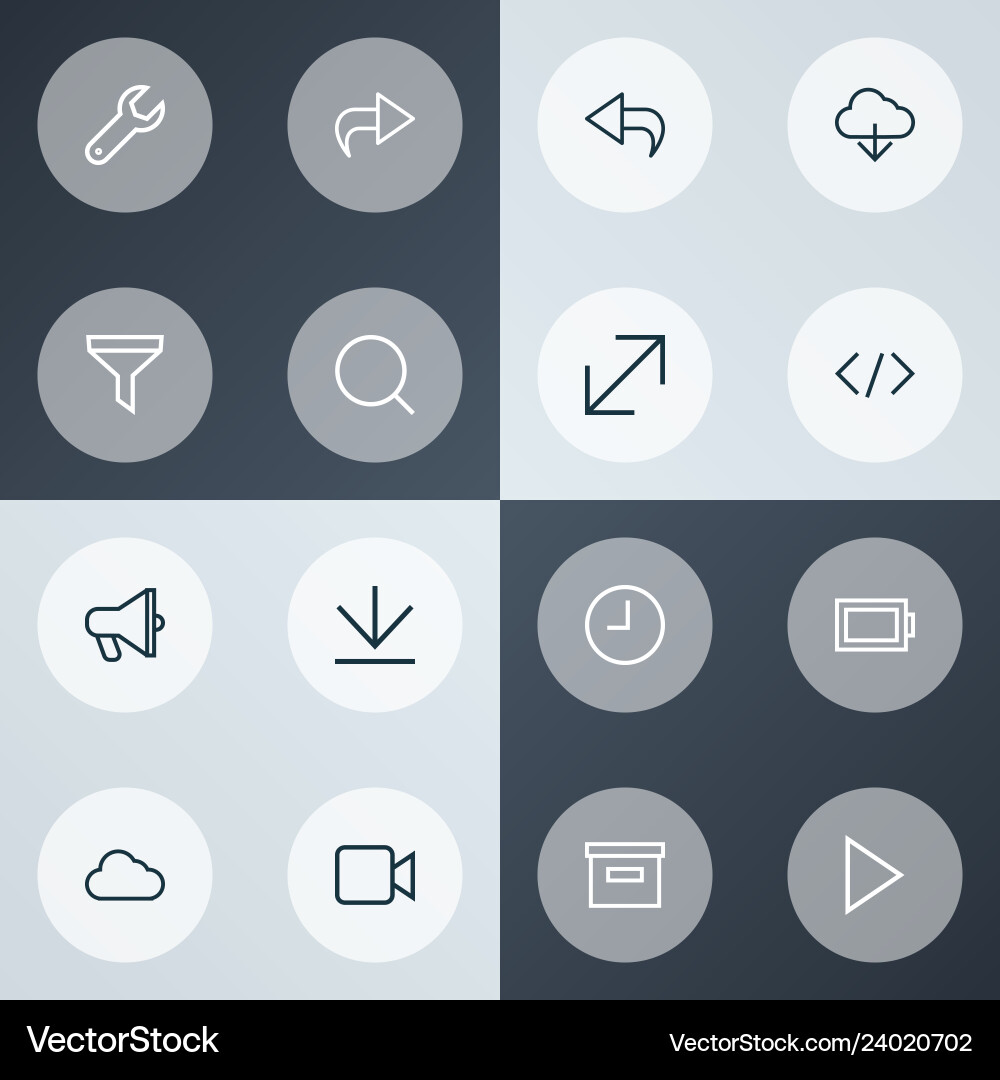 Interface icons line style set with return base Interface icons line style set with return base Vector Image