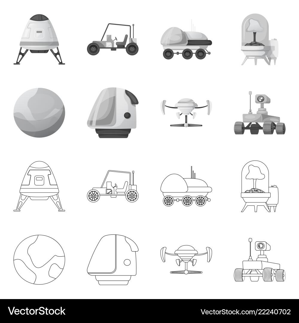 Isolated object of mars and space sign set Isolated object of mars and space sign set Vector Image